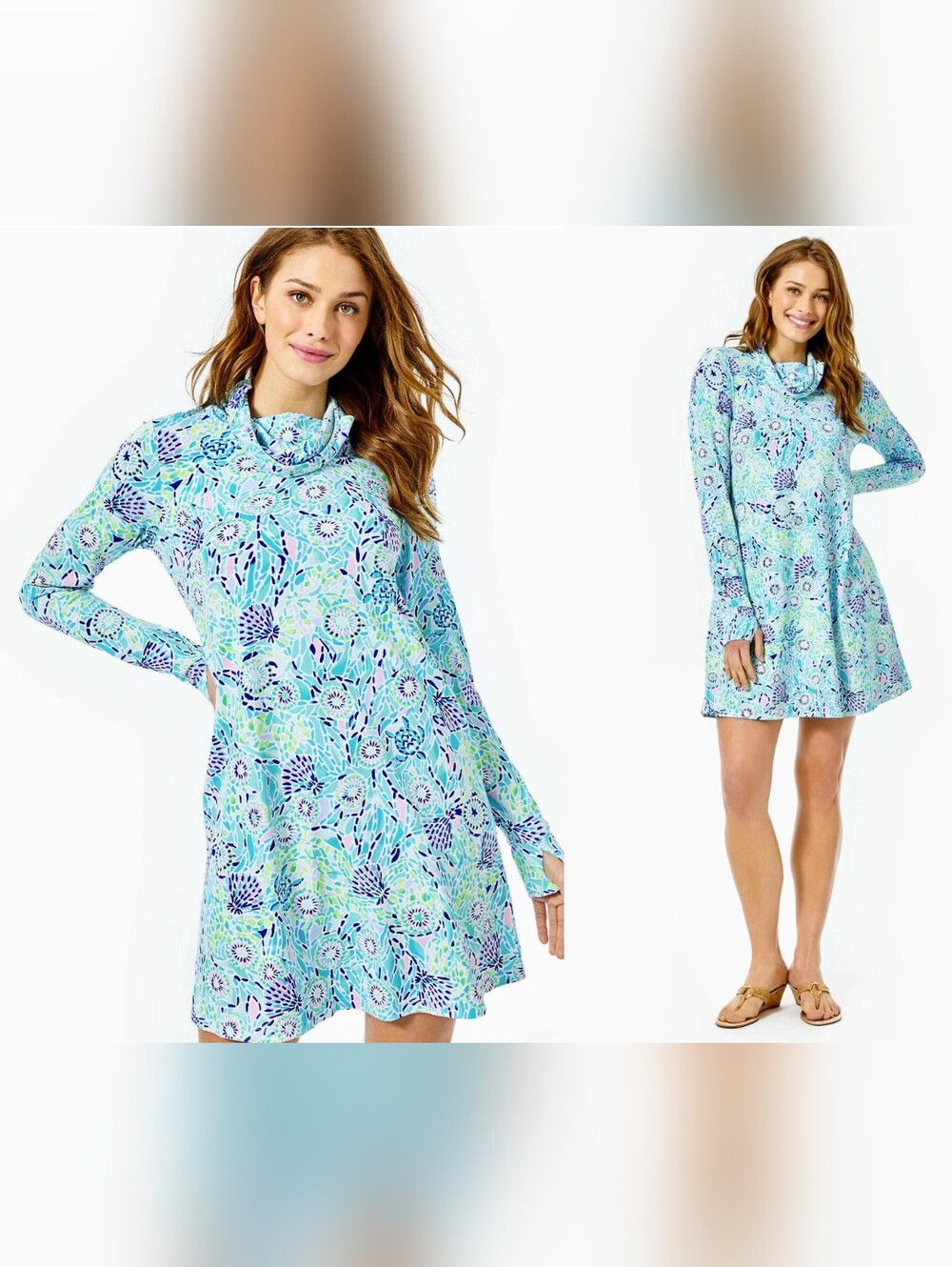 Lilly Pulitzer Upf 50 Lilshield Blue Ibiza Open Water ChillyLilly Allover Dress